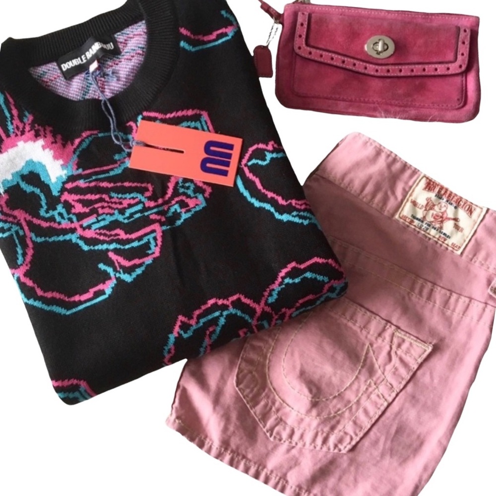 new True Religion ʊ Lizzie Lightweight Denim Mini Skirt ʊ Faded Red ʊ Size 4 27 - Picture 13 of 16
